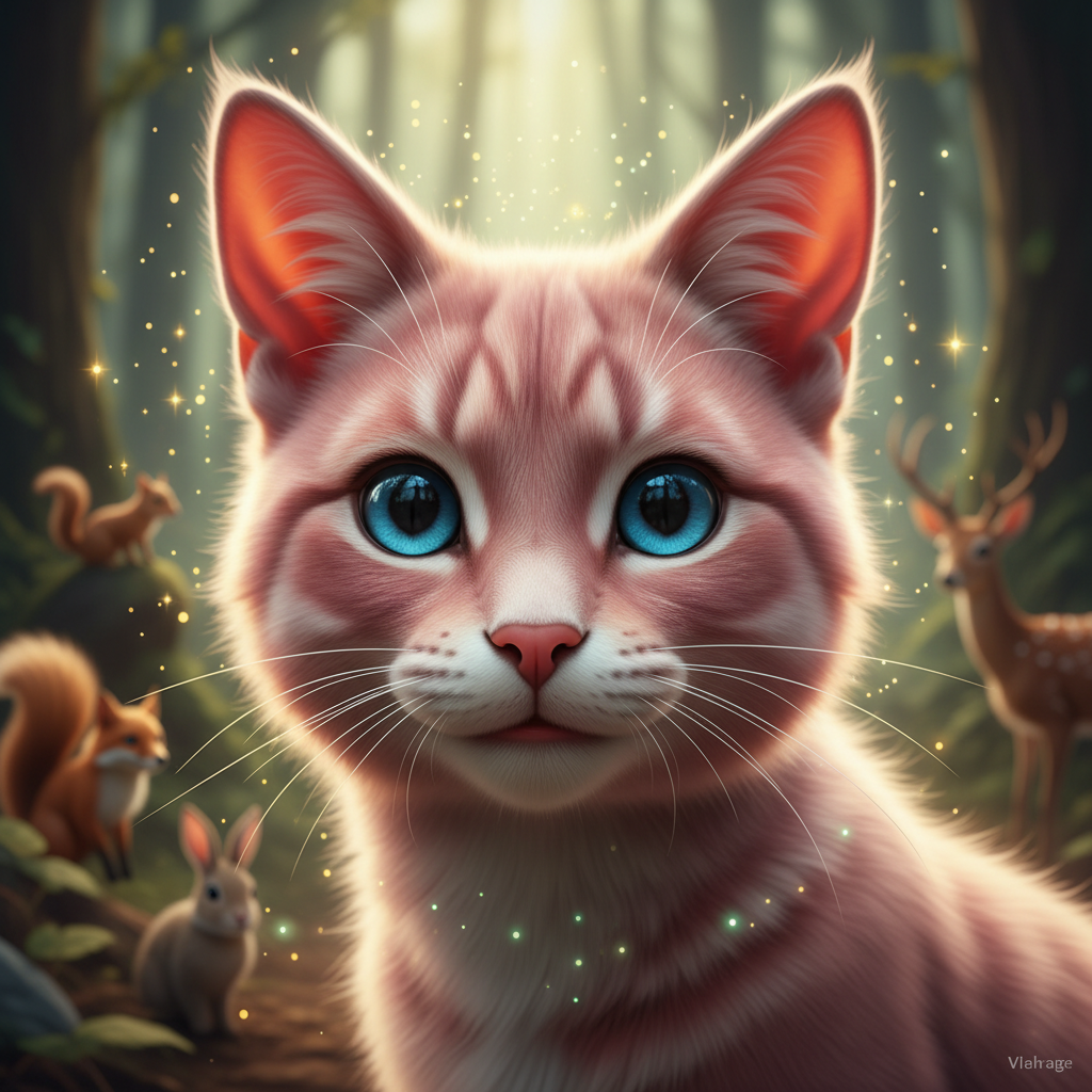 En un pequeño pueblo rodeado de prados verdes y arroyos cristalinos, vivía una gatita muy especial l