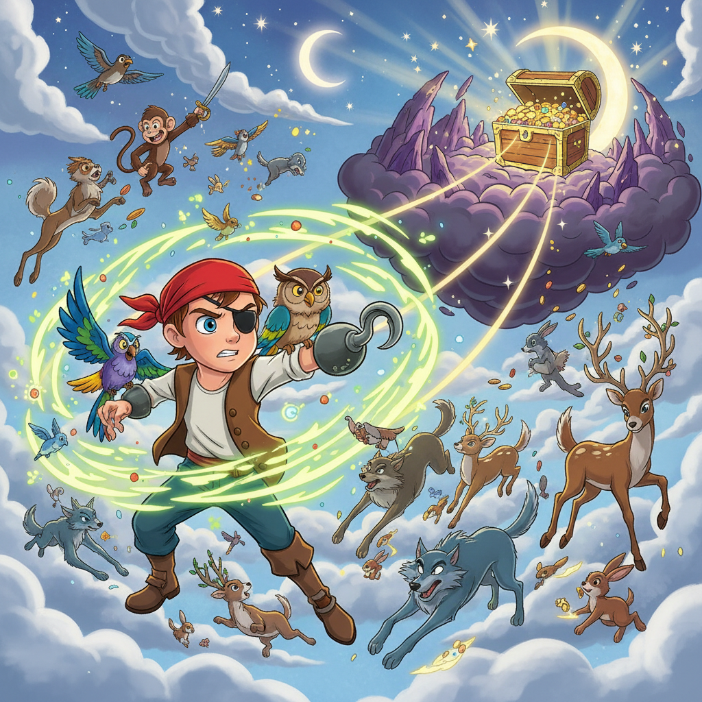 La travesía de Leo y Saltarín comenzó bajo un cielo azul infinito, con el viento hinchando la pequeñ