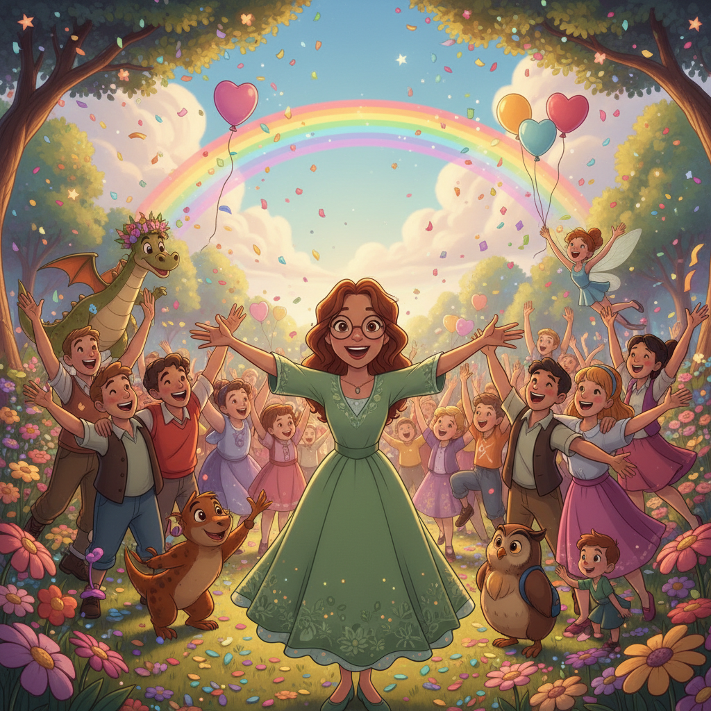 De regreso en Lumina, Almendra llevó consigo la magia del jardín. Al entrar en la plaza del pueblo, 