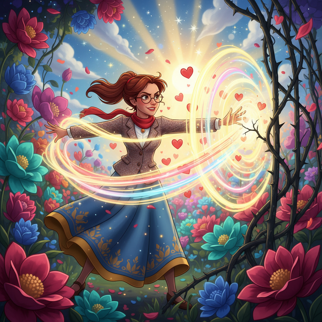 Almendra entró con cautela en el jardín. Podía sentir la melancolía en el aire, como un eco de las i