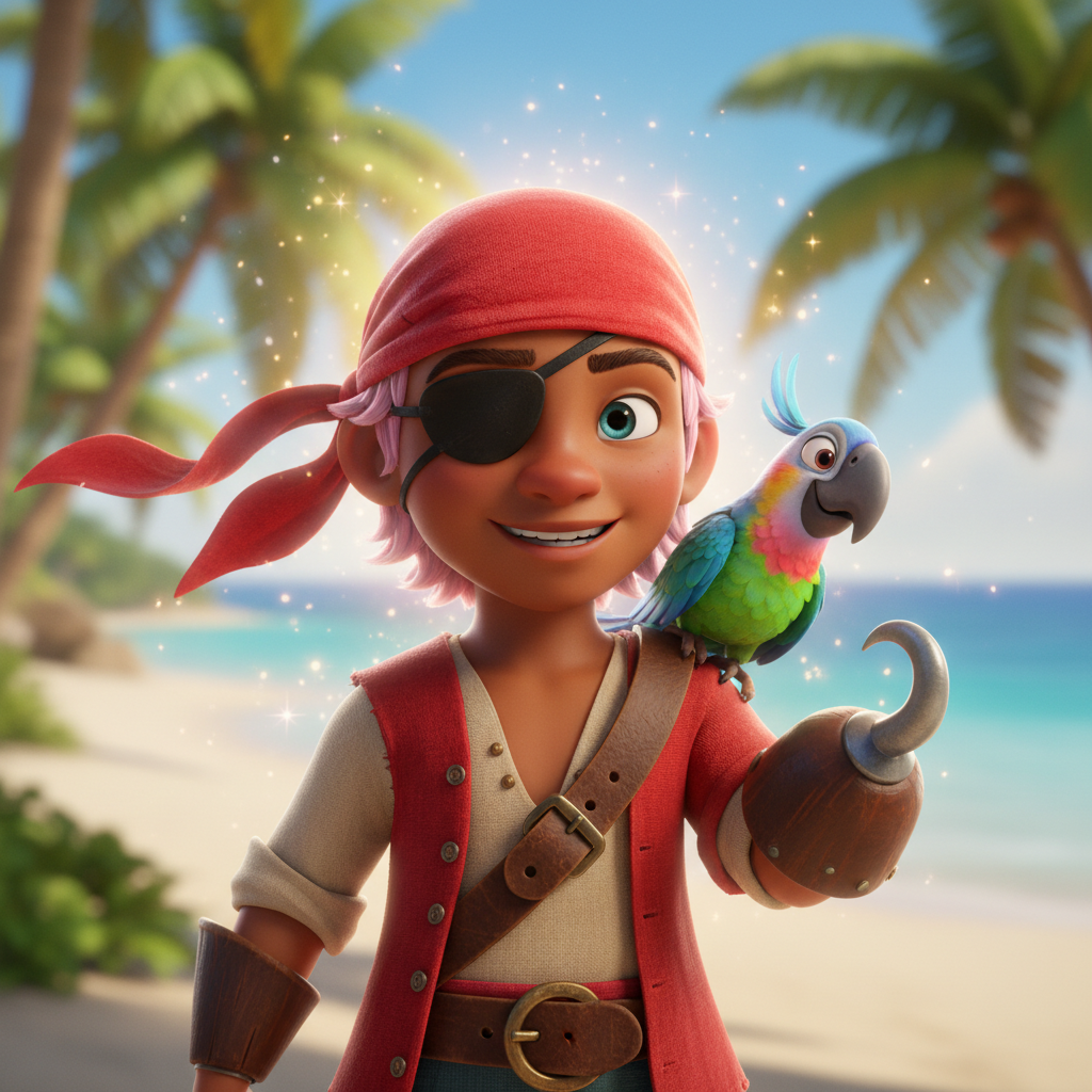 En una isla bañada por el sol del Caribe, vivía un joven pirata llamado Fabián. No era un pirata cua