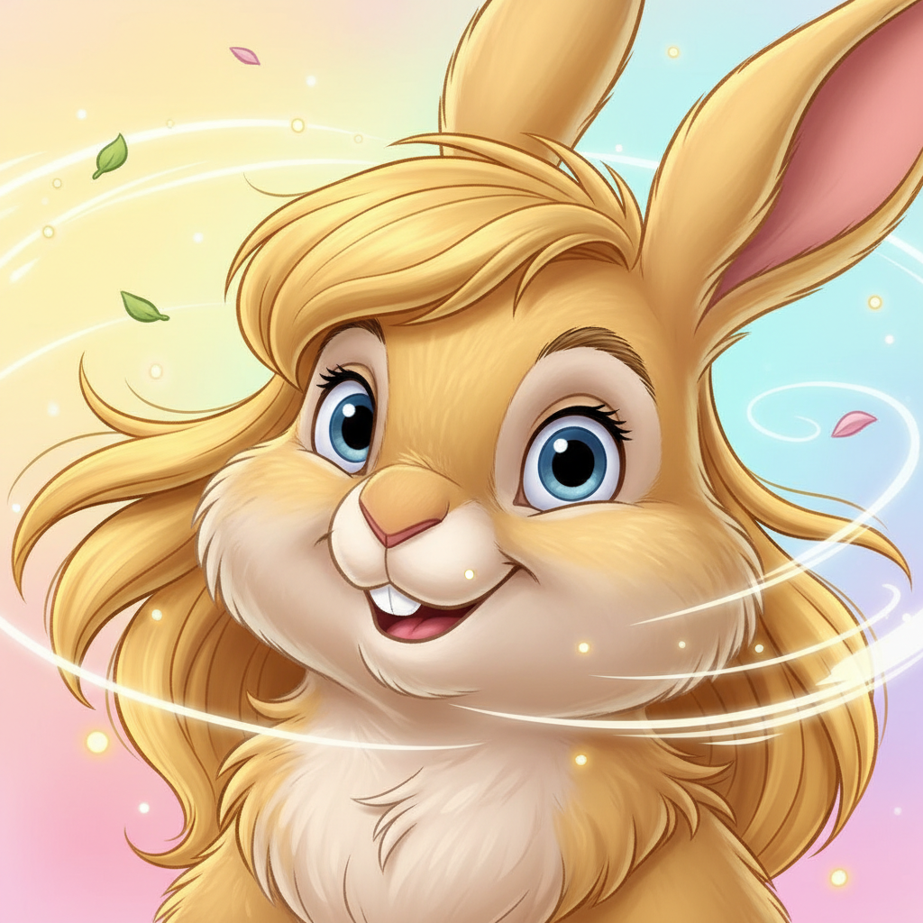 En un prado verde esmeralda, bañado por el sol de la mañana, vivía Adis, un conejito con el pelaje t