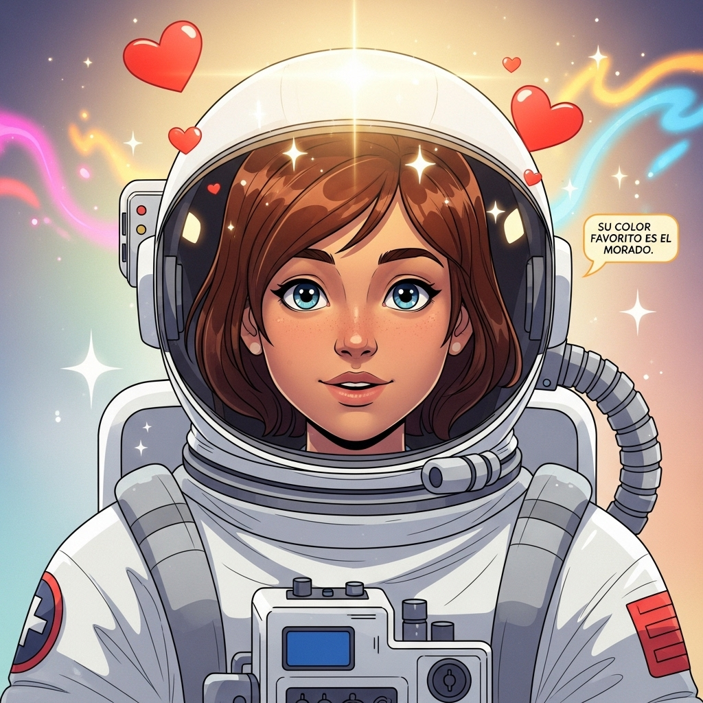 Luna era una niña astronauta con cabello castaño y ojos celestes, cuya piel tenía un tono medio. Viv