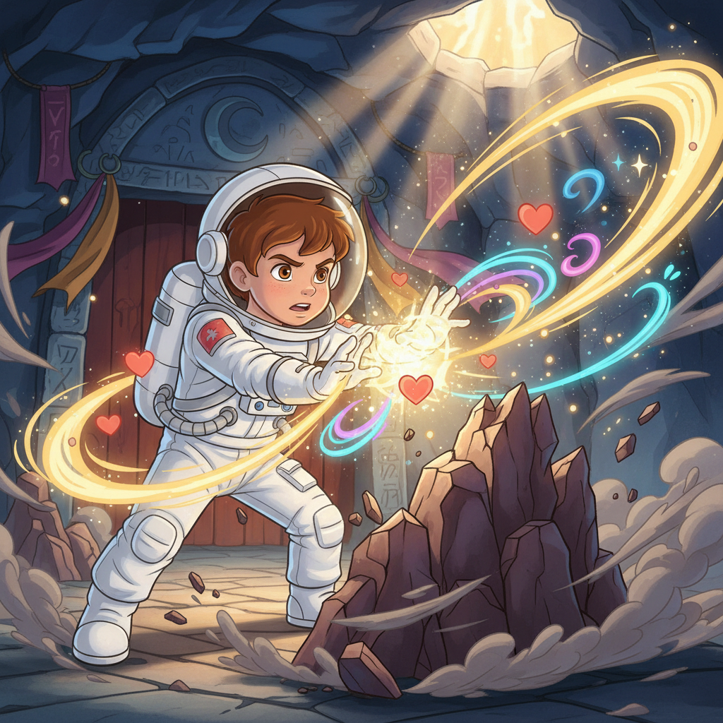 Bauti se arrodilló junto al primer pequeño lunar, un ser diminuto con antenas temblorosas. Le puso u