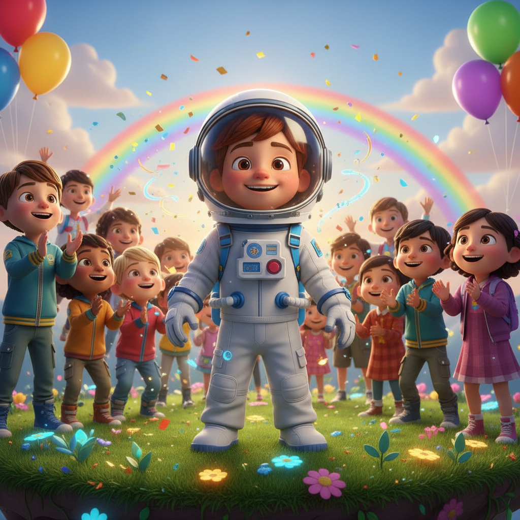 Cuando la 'Cometa Curiosa' aterrizó suavemente en la superficie polvorienta de la Luna, Aziel se sor