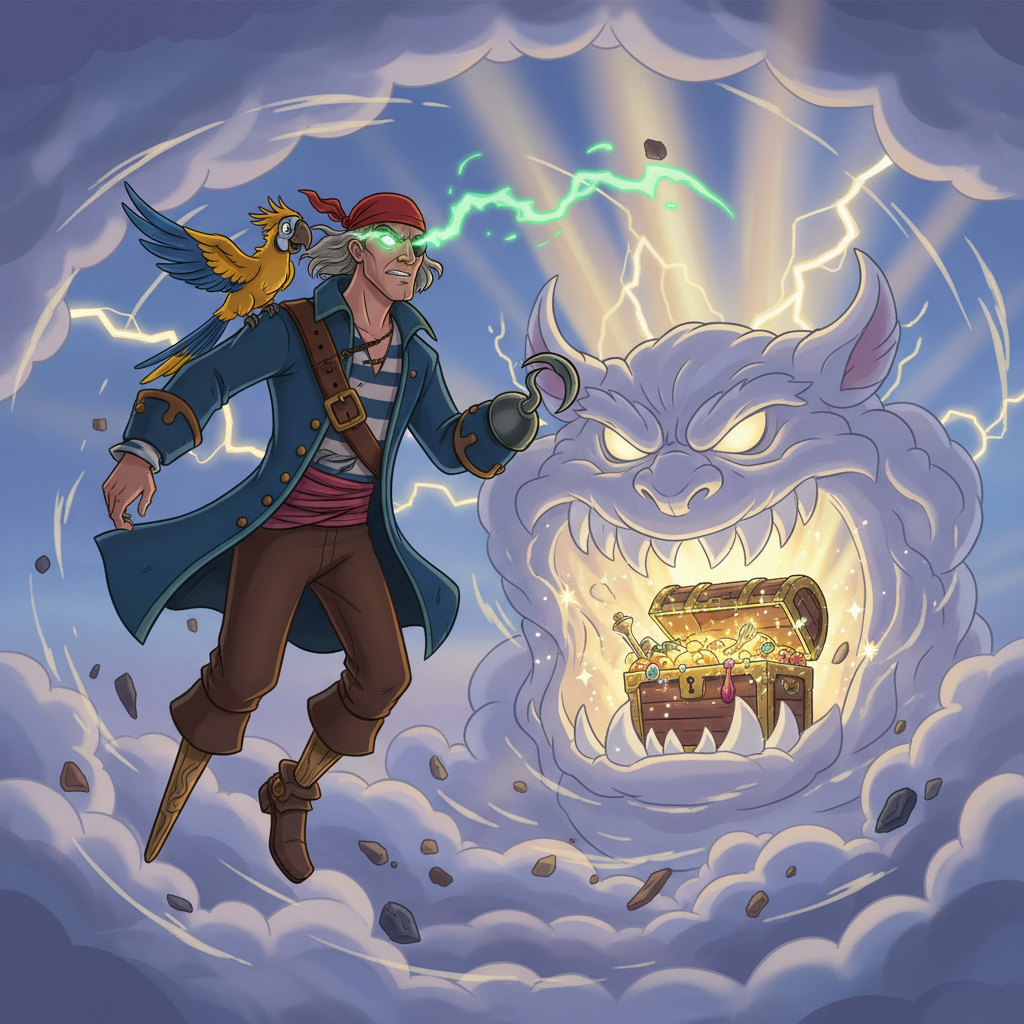 Momia descendió con cuidado hasta el cofre flotante. Era más grande de lo que parecía desde arriba, 