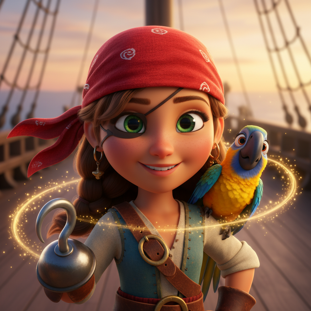 Mía era una pirata intrépida con el cabello castaño del color de las hojas secas y unos ojos verdes 