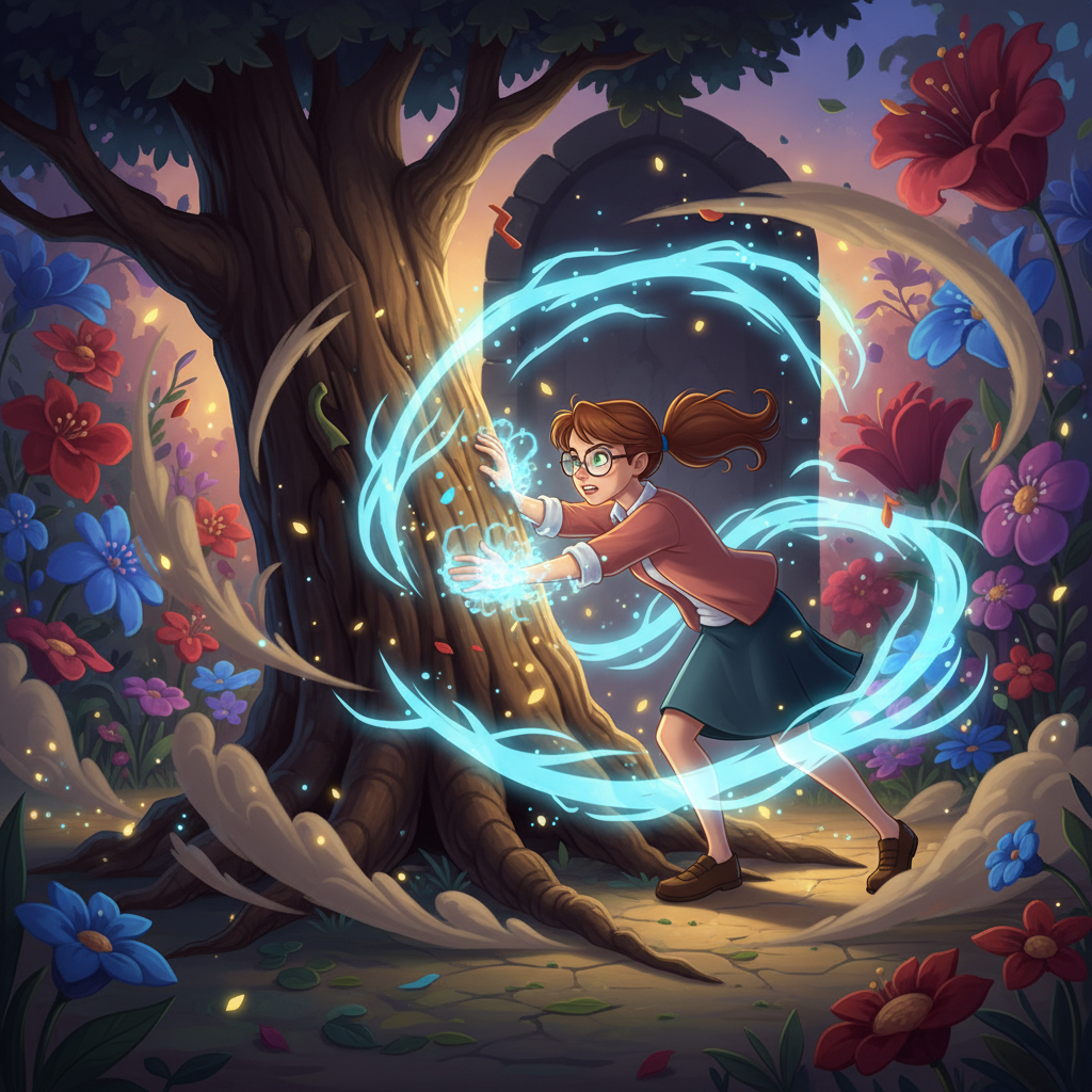 Sin pensarlo dos veces, Bailey corrió hacia el jardín trasero, donde su papá estaba podando un árbol