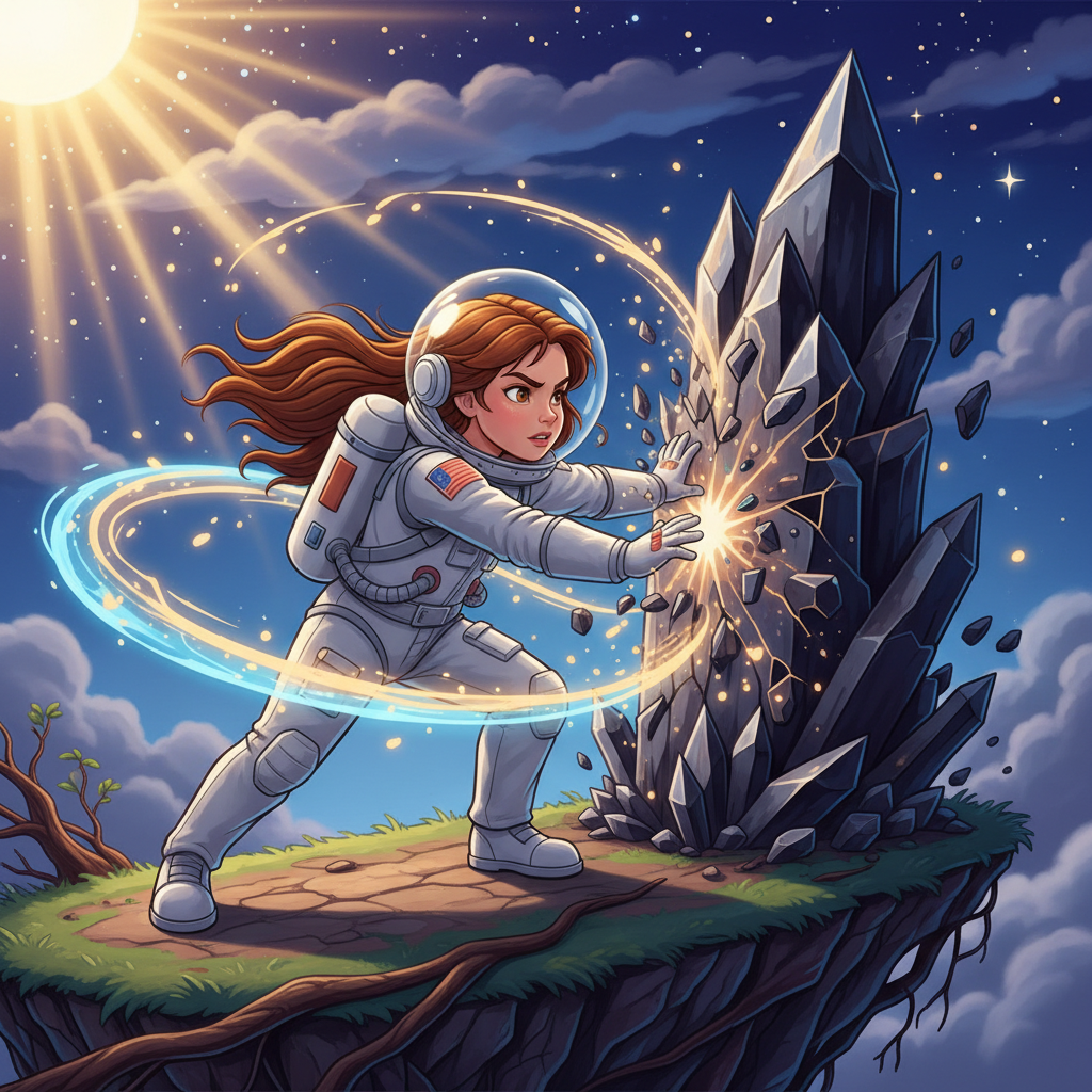 Al bajar de su nave, Alejandra se encontró rodeada de rocas que emitían una luz suave y cálida. Eran