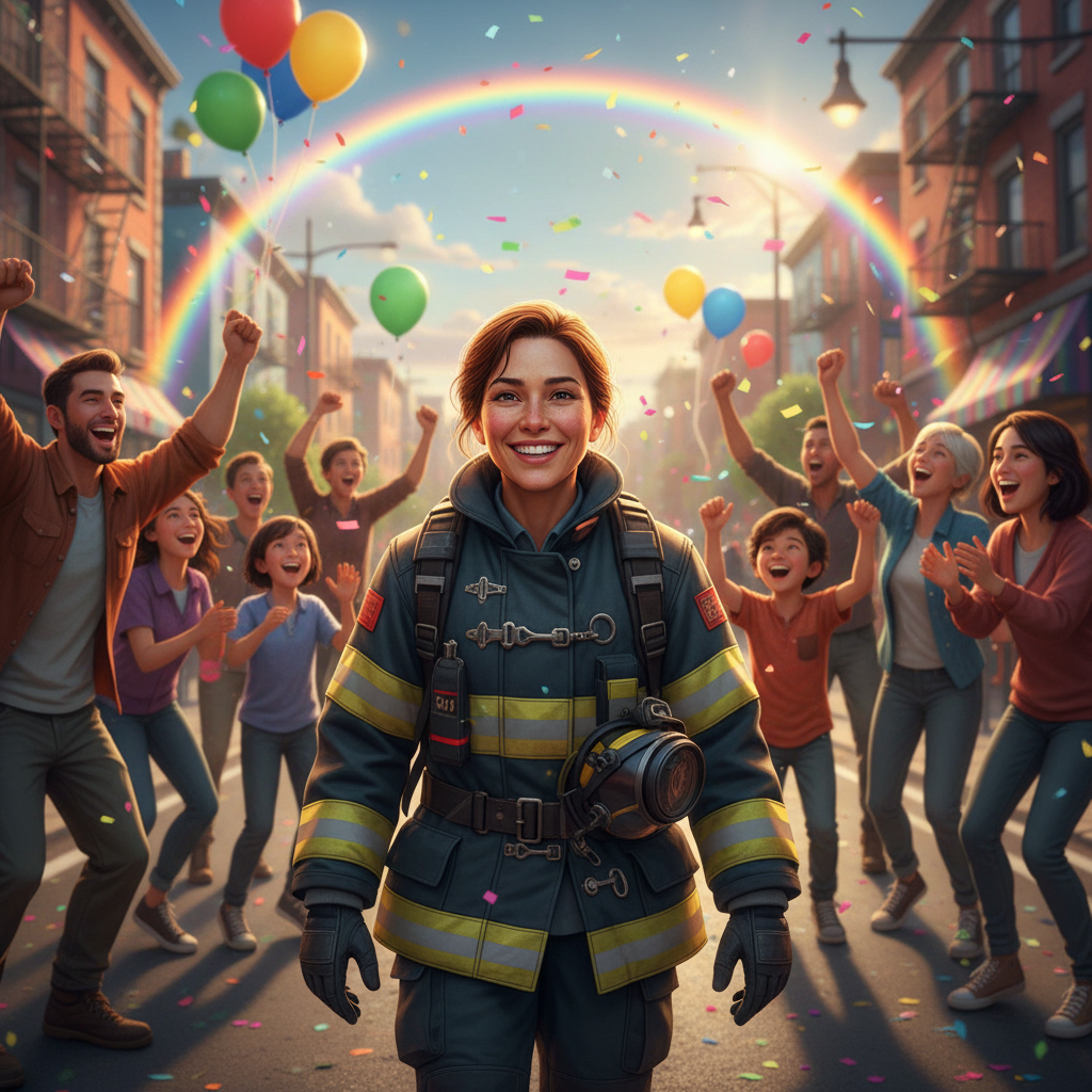 Con el puente reconstruido y la ciudad una vez más conectada, Yani continuó con su labor de bombero,